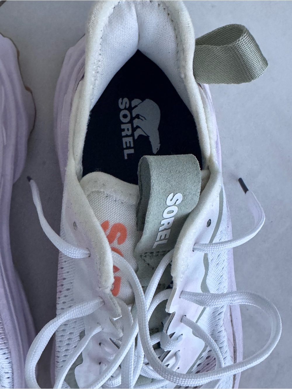 Sorel White and Light Pink Kids' Lace-Up Sneakers